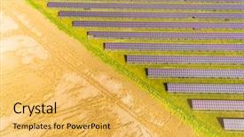  Presentation with power plant industrial - Colorful presentation enhanced with aerial view to solar power backdrop and a yellow colored foreground