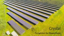  Presentation with solar power plant - Presentation featuring aerial view to solar power background and a gold colored foreground
