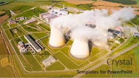  Presentation with electricity power plant - Amazing presentation design having aerial view to temelin nuclear power plant this power station is important source of electricity for czech republic in european union backdrop and a gold colored foreground