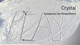  Presentation with play children - Cool new slide set with aerial view to three children drawing big word play on the snow in winter backdrop and a light gray colored foreground