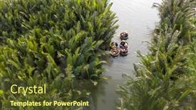  Presentation with coconut water - Presentation design featuring aerial-view-tourists-in-basket background and a tawny brown colored foreground