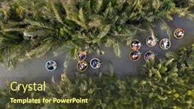  Presentation with coconut water - Presentation theme consisting of aerial-view-tourists-in-basket background and a tawny brown colored foreground