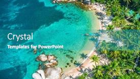  Presentation with tropical - Presentation design enhanced with aerial-view-tropical-beach-sai background and a teal colored foreground