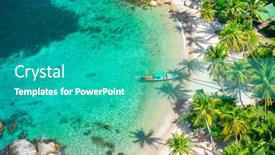 Presentation with tropical - Audience pleasing PPT theme consisting of aerial-view-tropical-beach-sai backdrop and a teal colored foreground