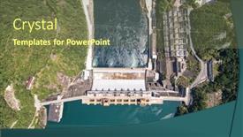  Presentation with water dam - Theme consisting of aerial-view-water-dam-hydropower background and a tawny brown colored foreground