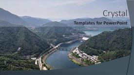  Presentation with water dam - Slide deck having aerial-view-water-dam-hydropower background and a light blue colored foreground