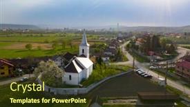  Presentation with church - Beautiful PPT layouts featuring aerial-view backdrop and a tawny brown colored foreground
