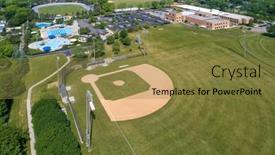  Presentation with baseball diamond - Slide set having aerial-view background and a tawny brown colored foreground