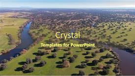  Presentation with rivers - Audience pleasing slide deck consisting of aerial viewe of two rivers along the countryside in spain backdrop and a tawny brown colored foreground