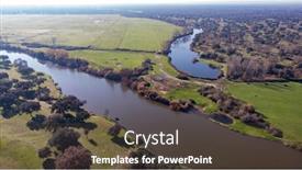  Presentation with rivers - Audience pleasing slides consisting of aerial viewe of two rivers along the countryside in spain backdrop and a tawny brown colored foreground