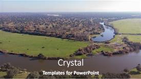  Presentation with rivers - Theme featuring aerial viewe of two rivers along the countryside in spain background and a tawny brown colored foreground