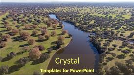  Presentation with rivers - Slides enhanced with aerial viewe of two rivers along the countryside in spain background and a tawny brown colored foreground