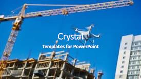  Presentation with building construction - Slide deck consisting of aero - drone survellance over construction area background and a teal colored foreground