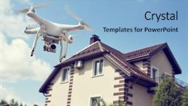  Presentation with property - Audience pleasing PPT theme consisting of aero - drone usage private property protection backdrop and a light blue colored foreground