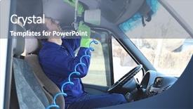  Presentation with dirt car - PPT theme enhanced with aero - handsome male cleaner removing dirt background and a ocean colored foreground