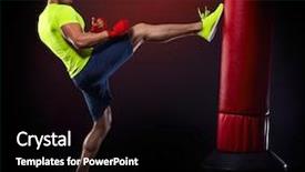 Presentation with boxing - Beautiful presentation design featuring aero - young man exercising bag boxing backdrop and a black colored foreground
