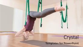  Presentation with yoga sutra - Cool new PPT layouts with aero - young woman practicing fly yoga backdrop and a coral colored foreground
