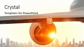  Presentation with city - Colorful slide deck enhanced with aero engine - above above business city mixed backdrop and a cream colored foreground