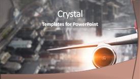  Presentation with city - Colorful presentation theme enhanced with aero engine - above above business city mixed backdrop and a  colored foreground