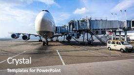  Presentation with aircraft engine - Colorful presentation design enhanced with aero engine - aircraft ready for boarding backdrop and a gray colored foreground