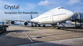  Presentation with aircraft engine - Presentation theme consisting of aero engine - aircraft ready for boarding background and a light blue colored foreground