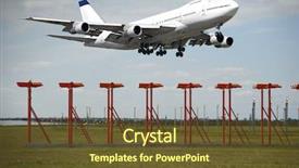  Presentation with airport - Theme enhanced with aero engine - jumbo takeoff in airport background and a tawny brown colored foreground