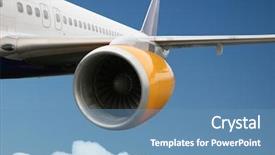  Presentation with plane - Amazing slides having aero engine - passengerplane flying above the clouds backdrop and a teal colored foreground