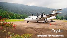  Presentation with malaysia - Slide deck enhanced with aero engine - plane at the airport background and a coral colored foreground