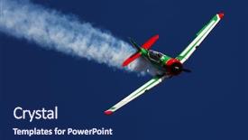  Presentation with smoke - Presentation theme having aerobatics - aerobatic airplane approaching with white background and a navy blue colored foreground