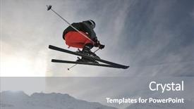  Presentation with mountain snow - Amazing slides having aerobatics - extreme freestyle ski jump backdrop and a gray colored foreground