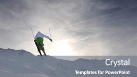  Presentation with young athletes box jumping - Slides with aerobatics - extreme freestyle ski jump background and a gray colored foreground