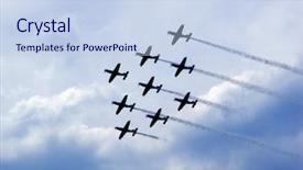  Presentation with flying - Colorful presentation theme enhanced with aerobatics - jets flying backdrop and a sky blue colored foreground