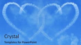  Presentation with hearts - PPT theme with aerobatics - skywriting hearts in clouds linked background and a light blue colored foreground