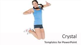  Presentation with full length portrait two men women brown sweater - Presentation design featuring aerobic dance - full length portrait background and a  colored foreground