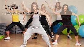  Presentation with fitness dance - Beautiful presentation featuring aerobic dance - group training in a gym backdrop and a soft green colored foreground