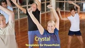  Presentation with seniors - Amazing presentation design having aerobic dance - happy male and female seniors backdrop and a tawny brown colored foreground