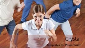  Presentation with fitness for senior citizens - Presentation theme featuring aerobic dance - happy senior group dancing background and a red colored foreground