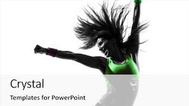  Presentation with fitness - Slide set with aerobic dance - one caucasian woman exercising fitness background and a white colored foreground