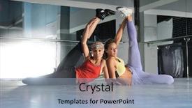  Presentation with work - Amazing presentation theme having aerobic dance - two womans work backdrop and a light blue colored foreground