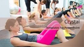  Presentation with pilates - Beautiful presentation design featuring aerobic pilates personal trainer backdrop and a coral colored foreground
