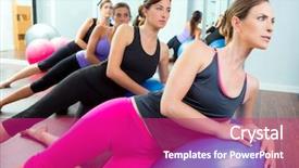  Presentation with gym ball - Theme having aerobic pilates women group background and a purple colored foreground