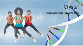  Presentation with composite - Slide set enhanced with aerobic women with colors dna background and a light blue colored foreground