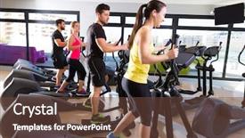  Presentation with walker - Theme enhanced with aerobics elliptical walker trainer group background and a tawny brown colored foreground