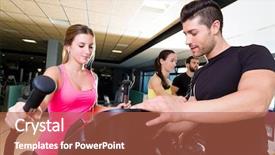  Presentation with walker - Beautiful presentation theme featuring aerobics elliptical walker trainer personal backdrop and a red colored foreground