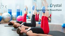  Presentation with pilates - Cool new presentation with aerobics pilates women with yoga backdrop and a sky blue colored foreground