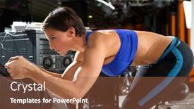 Presentation with aerobics - PPT theme enhanced with cardio exercise attractive woman - aerobics trainer at gym background and a tawny brown colored foreground