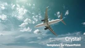  Presentation with aerodynamic - PPT theme with aerodynamic - airplane at fly background and a seafoam green colored foreground