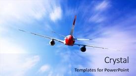  Presentation with aerodynamic - Theme having aerodynamic - airplane at fly background and a light blue colored foreground