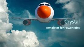  Presentation with aerodynamic - Audience pleasing presentation design consisting of aerodynamic - airplane at flying under sky backdrop and a ocean colored foreground