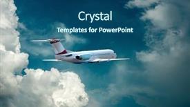  Presentation with aerodynamic - Presentation theme enhanced with aerodynamic - airplane at flying under sky background and a ocean colored foreground